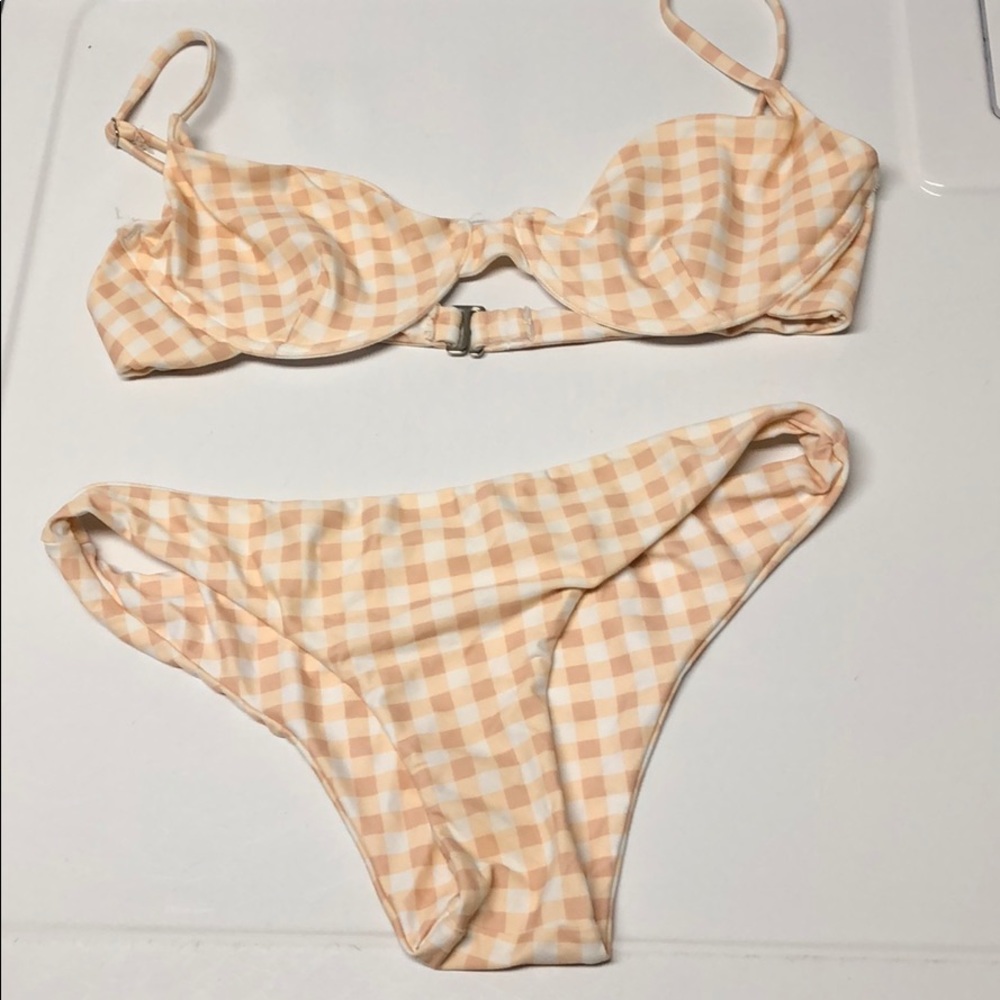 Kittenish Peach Gingham Bikini - image 2
